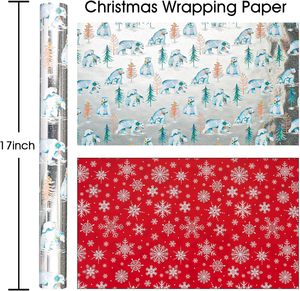 Papel de regalo navideño de aluminio con diseño de oso polar y árbol de Navidad, impresión a doble cara, personalizable - Product Image 2