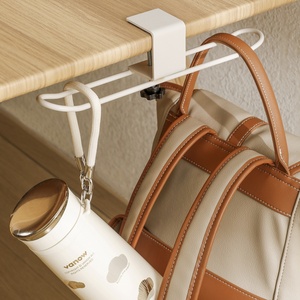 <b>Space</b> <b>Saving</b> <b>Desk</b> Edge Hook Clip on Table Side Bag Hanger Heavy Duty No Drill for Backpack Purse Towel at Home Office School - Product Image 1