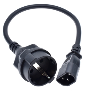 สายไฟอะแดปเตอร์แปลงปลั๊ก IEC320 C14 สำหรับ UPS PDU แปลงเป็นปลั๊กยุโรป CEE7/7 Schuko, สายอะแดปเตอร์แปลง C14 ตัวผู้เป็นปลั๊กยุโรปตัวเมีย - Product Image 1