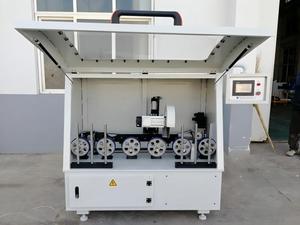 Ligne d'emballage entièrement automatique à colle thermofusible PUR pour film PVC/papier/placage/fibre/tissu/métal, pour cadres de portes en <span class=keywords><strong>bois</strong></span>/MDF - Product Image 6