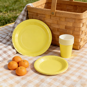 ชุดอุปกรณ์จัดงานเลี้ยงสีพื้น DAMAI ชุดจานชามกระดาษสีพื้นแบบใช้แล้วทิ้ง ขนาด 7 นิ้ว 9 นิ้ว พร้อมถ้วยกระดาษและผ้าเช็ดปาก - Product Image 6