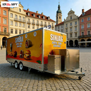 รถขายอาหารเคลื่อนที่ในห้างสรรพสินค้า รถพ่วงครัวเคลื่อนที่ อุปกรณ์ขายขนม รถเข็นขายอาหารกลางแจ้ง รถขายอาหารแบบกำหนดเอง รถขายอาหารเร็ว ทำจากไฟเบอร์กลาสและอะลูมิเนียม สำหรับขาย - Product Image 1