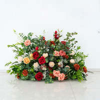 Décor floral de mariage personnalisable fait main durable en soie, roses, pivoines, eucalyptus et verdure artificielle pour toile de fond rectangulaire