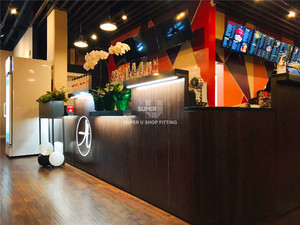 Bubble Tea mobili in noce nero Cafe <span class=keywords><strong>Shop</strong></span> Design Boba Juice Store infissi vendita al dettaglio fisica tè al latte bancone per caffè - Product Image 4