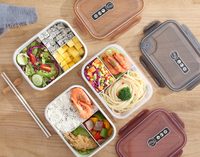 Boîte de rangement des aliments personnalisée pour l'école et le bureau sans BPA avec boucles et un trou d'échappement Boîte à lunch en plastique à trois compartiments avec couvercles