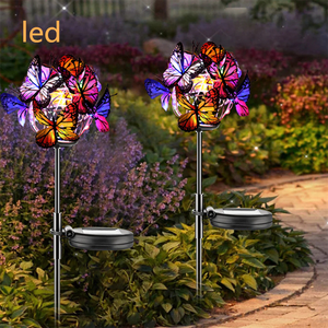 Boule de verre d'extérieur de haute qualité, alimentée à l'énergie solaire, papillon coloré, piquet de jardin, décoration, veilleuse LED - Product Image 4