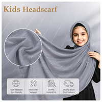 Tela transparente arrugada gris pizarra con hilo plateado tejido, ideal para hiyab, pañuelo para la cabeza de niños, atuendo modesto para uso diario.