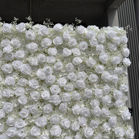 Dinding Bunga Artifisial Tipe Baru untuk Pernikahan 8ft X 8ft, Bunga Baby Breath Putih, Hydrangea, Mawar Putih, Dekorasi Latar Belakang yang Dapat Dikustomisasi