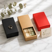 Boîte cadeau à tiroir coulissant en kraft blanc, noir, rouge, or, 6 couleurs, pliage rapide en 3 étapes, emballage plat, logo personnalisé OEM, boîte à bijoux, boîte à savon
