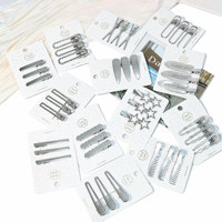 Lot de 3 pinces à cheveux en métal argenté, motif géométrique étoile et lune, en alliage, pour boutiques professionnelles et Shopify (vente en gros)