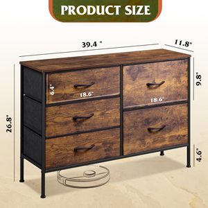 Tủ quần áo bằng gỗ cho phòng ngủ với 5 ngăn kéo, tủ rộng ngăn kéo cho phòng ngủ, tủ vải cho phòng khách - Product Image 3