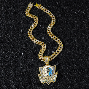 Hot Selling Personalized <b>Basketball</b> Team Logo Geometric Pendant Necklace Hiphop Men's Alloy Necklaces Fashion Jewelry Wholesale - Product Image 3