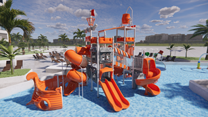 Pirate Themed Water Park Playground Comb - Commercial Kids <strong>Swimming</strong> <strong>Pool</strong> <strong>Slide</strong> Equipment with Water Bucket for Mall and School - Product Image 2