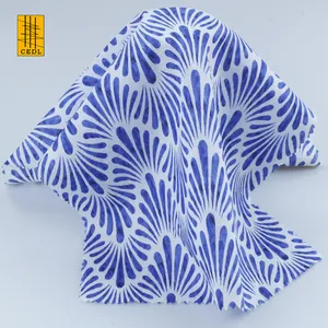 Cotton Printed Fabric New Fashion Design Pure 100% Cotton Blue Print Fabric For Dress Skirts GOTS