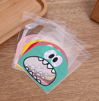 100 pièces/paquet, sacs en plastique mignons à grande bouche de monstre, sacs OPP autocollants, pour mariage, fête d'anniversaire, cadeaux, biscuits, bonbons, emballages cadeaux