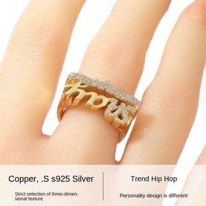 Individueller DIY-<span class=keywords><strong>Ring</strong></span> mit S925 Silber Kupfer Zirkon Eingelegter Unisex Liebesband-<span class=keywords><strong>Ring</strong></span> Vergoldet für Jubiläen - Product Image 6