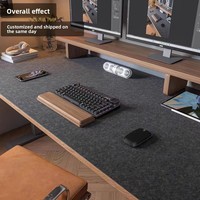 Tapis de bureau surdimensionné en feutre polyester antidérapant, tapis de souris et clavier synthétique premium, anti-dérapant avec particules de plastique