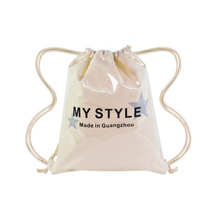 Custom Logo Printed Personalized <b>White</b> Shopping Jewelry Canvas Folding Style Organic Cotton Letter Pattern Drawstring Pouch <b>Bags</b> - Product Image 5