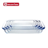 3pcs Ronde Rectangulaire résistant à La Chaleur Verre Borosilicate Batteries De Cuisine Accessoires En Verre Plaque De Cuisson Pan Set Ustensiles En Verre