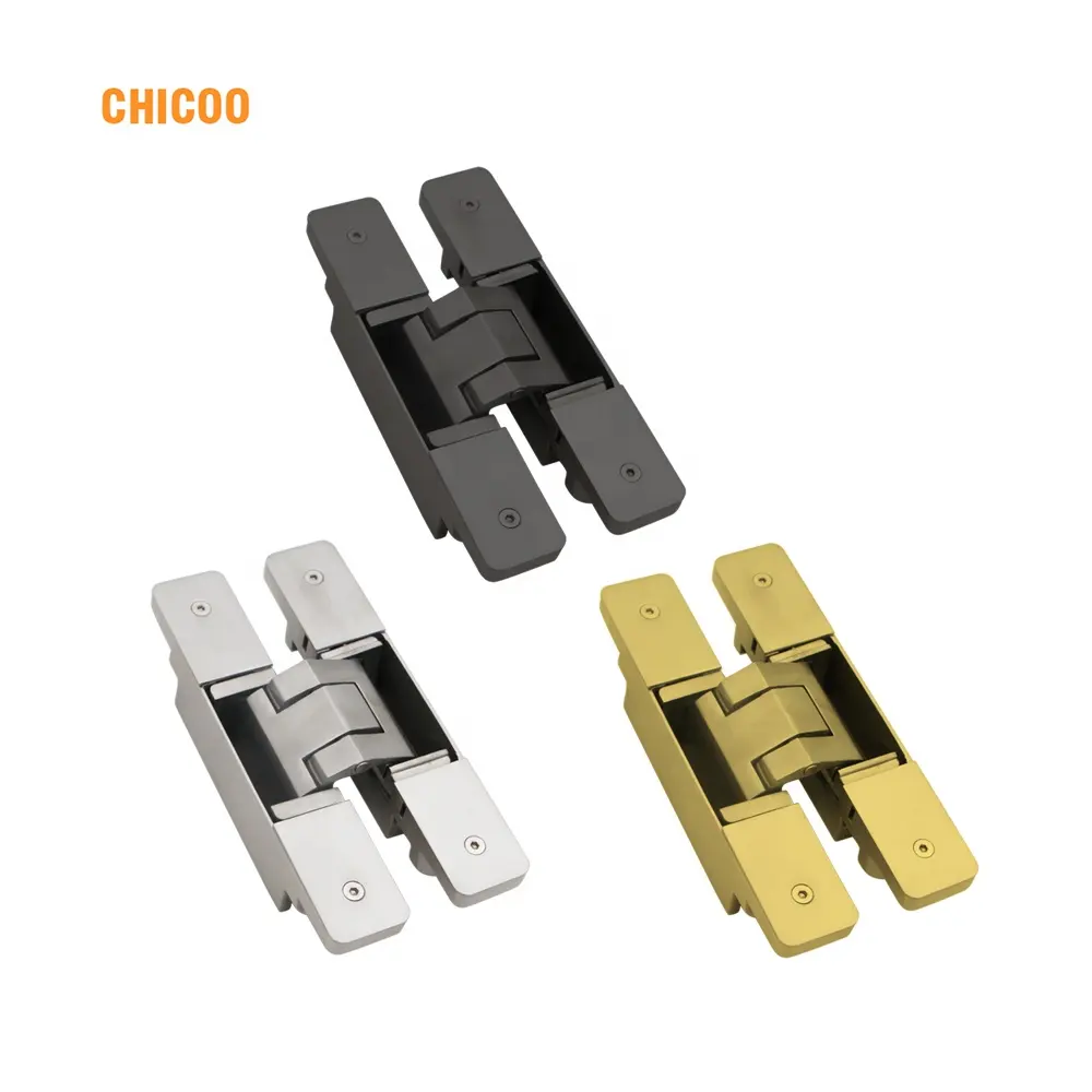 Square Stainless Steel 3d Adjustable Invisible Black Heavy Duty Exterior Concealed Hidden 120 Kg Wooden Metal Door Hinge