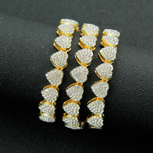 New Hiphop Style Rhinestone Heart Shaped Bracelet Light Luxury Trendy Men's and Women's Styles Alloy Bracelet Wholesale Jewelry - Product Image 1