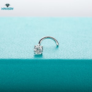 Piercing per <span class=keywords><strong>Naso</strong></span> con Diamante Moissanite VVS, <span class=keywords><strong>Argento</strong></span> Sterling 925 Placcato Oro 18K, Gioielli Hip Hop, Anello Iced per Uomo e Donna - Product Image 3