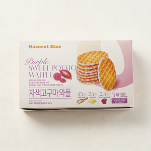 Haeorot Rice Purple <b>Sweet</b> Potato Waffle Oil-Free Baked Korean Rice Waffle 18g × 20 Pcs Dessert Diet Snack Portable - Product Image 3