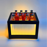 Seau à glace carré en acrylique avec lumière LED RVB colorée, rechargeable, étanche, refroidisseur de bière et de champagne pour les soirées en boîte de nuit