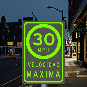 علامة حد السرعة <span class=keywords><strong>30</strong></span> ميلا في الساعة-الإنجليزية-الإسبانية ثنائية اللغة ، لسلامة الطرق وتنظيمها - Product Image 4