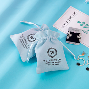 Light Blue Velvet <b>Drawstring</b> Bags 8x10cm 15x20cm Jewelry Packaging Storage <b>Pouches</b> For Rings Pendants Cosmetics Organizing - Product Image 3