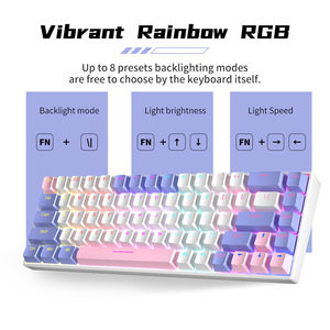 Có dây giá cả phải chăng cơ khí chơi game Bàn phím 68 Key RGB Backlit bàn phím tùy chỉnh hot-swappable im lặng chơi game eSports bàn phím - Product Image 3