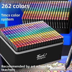 Lot de <span class=keywords><strong>marqueurs</strong></span> double pointe colorés en gros pour fabricants – Stylos aquarelles à base d'alcool pour la peinture, 262 couleurs – Promotion/École/Bureau - Product Image 1