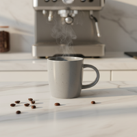 Service de table en grès de luxe Guangda, 4 pièces, ensemble moderne gris en céramique (assiette, bol, tasse) |   Compatible lave-vaisselle, micro-ondes et four