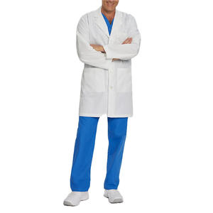 Haute qualité blanc hommes médecin veste à la mode tissé tissu vêtements de travail court imprimé infirmière laboratoire blouse pour hôpital clinique - Product Image 2