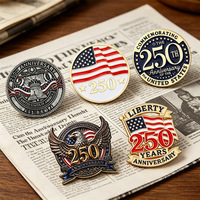 Épingles de revers en alliage de zinc émaillé souple, souvenir du 250e anniversaire de la Journée Nationale des États-Unis 2026, drapeau américain, pour casquettes, chapeaux et vêtements