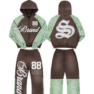 2025 unisexe confortable doux élégant à capuche ensemble de haute qualité 100% coton décontracté tricoté impression vente chaude hiver unisexe - Product Image 1