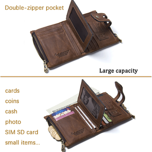 Portafoglio Bifold da Uomo Contact's all'Ingrosso in Vera Pelle Crazy Horse Vintage con 14 Scomparti per Carte e Portamonete con Cerniera - Product Image 5