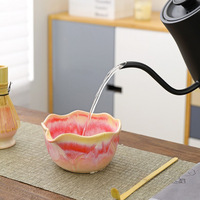 Approvisionnement direct usine : Nouveau set de matcha avec bol en céramique motif fleur de cerisier, rose japonais, pour l'exportation, lot de 100 supports.