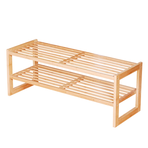 家庭用収納オーガナイザー用2層木製シューズラック竹棚カスタマイズ - Product Image 1