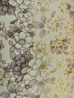 Cuir PU souple imprimé floral avec ligne dorée personnalisée pour la décoration intérieure, les ornements muraux, les emballages de boîtes cadeaux, les couvertures de livres
