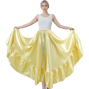 Falda de Satén con Volantes para Danza del Vientre, Danza Española, Danza Folclórica Mexicana, Flamenco, Traje de Actuación - Product Image 5