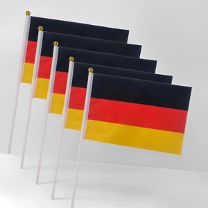 Cross-border Supply Germany Color Flag 14*21cm Polyester Cloth Handheld Cheering Plastic Flagpole