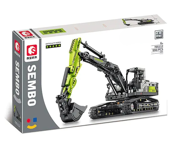 TSUBOIさん専用 Sembo 705112 Engineering Linkage Excavator DIY Brick Toys