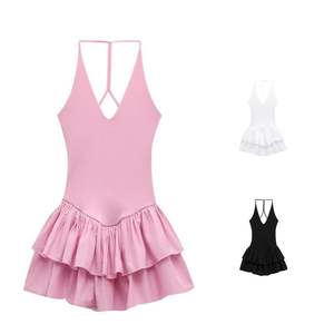 Vestido de Verano Elegante sin Tirantes de Tela Tejida para Mujer de Diseñador - Product Image 1