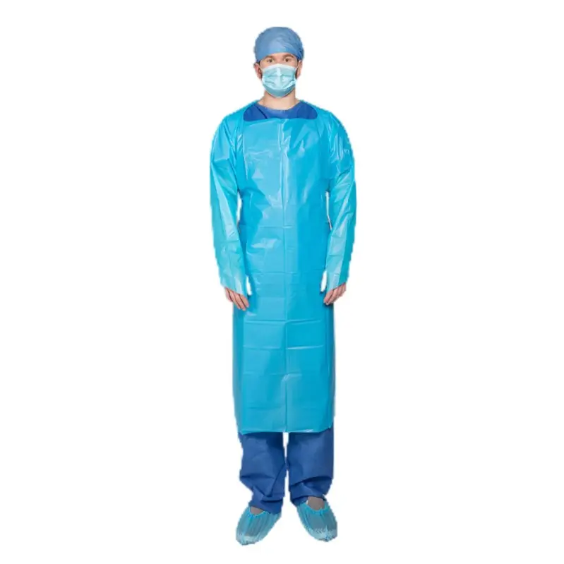 Thicker Reinforced Blue Yellow White Green Disposable CPE Gown Plastic Isolation Gowns Waterproof