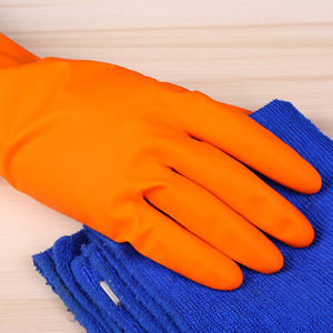 2023 Orange Couleur Spray Flocké Ménage Gant Professionnel Chine Fabrication <span class=keywords><strong>Latex</strong></span> Caoutchouc Gants - Product Image 4