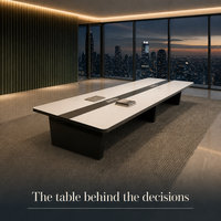 Table de conférence rectangulaire moderne pour bureau, table de réunion blanche à rayures noires pour salle de réunion, négociation
