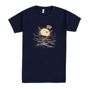 T-shirt Save The Moon blu scuro con grafica di design, taglia unisex per adulti - Product Image 1