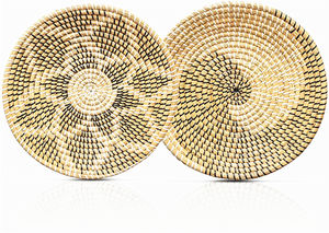 Panier tissé en rotin noir et blanc, Art mural, décoration de Boho, cabine, décoration pour la maison, idée de décoration murale, plante suspendue - Product Image 3