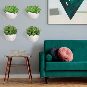 Jardinière murale semi-circulaire <span class=keywords><strong>en</strong></span> rotin et plastique, panier mural demi-rond pour décoration intérieure et extérieure - Product Image 5